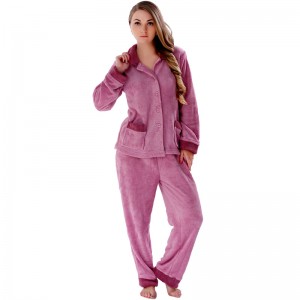 Dames Effen Coral Fleece Pyjama voor volwassenen