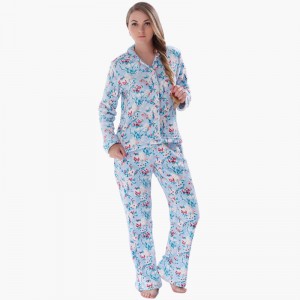Vrouwen bedrukte koraal fleece pyjama set