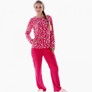 Vrouwen bedrukte microfiber fleece pyjama set