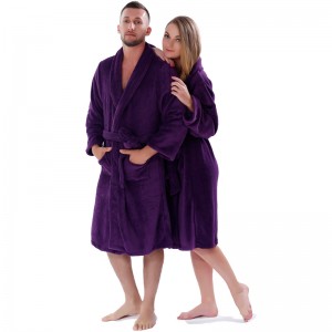 Volwassen effen kleur fleece gewaad heren dames pyjama badjassen