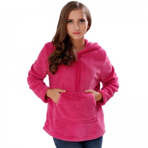 Dames effen kleur hot pink sweater met capuchon