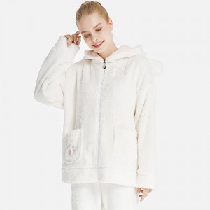 Dames pyjama set met capuchon met fleece-borduursel